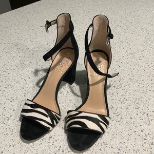 Vince Camuto Black and White Zebra Suede Sandals